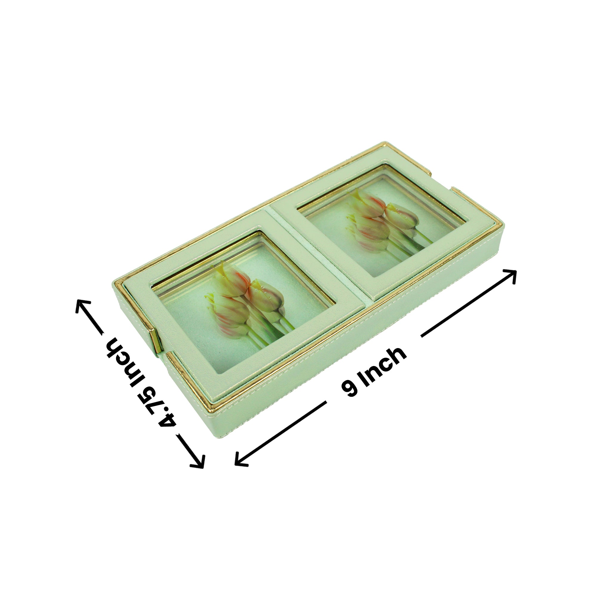 Printed Glass Tulip Design Coaster Set of Four